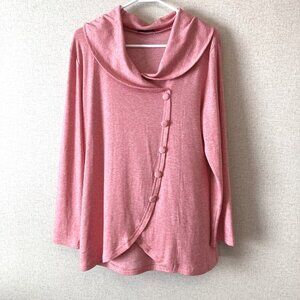 Valolia Women's Long Sleeve Fall Winter Buttons Side Tulip Hem Pullover Size L